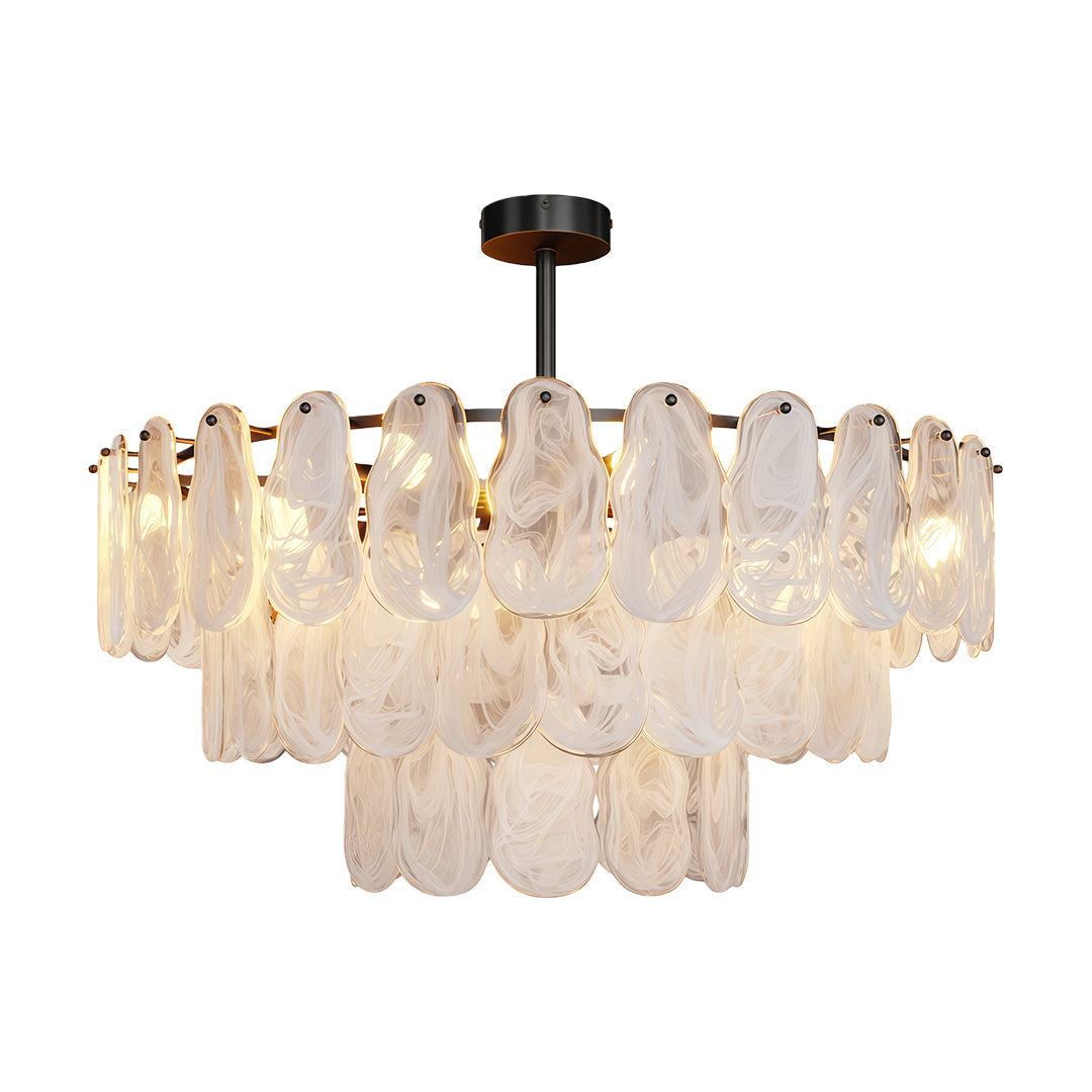Mid-Century Modern Chandelier — Full-Copper Frame, Transparent Glass, E14, Multiple Sizes