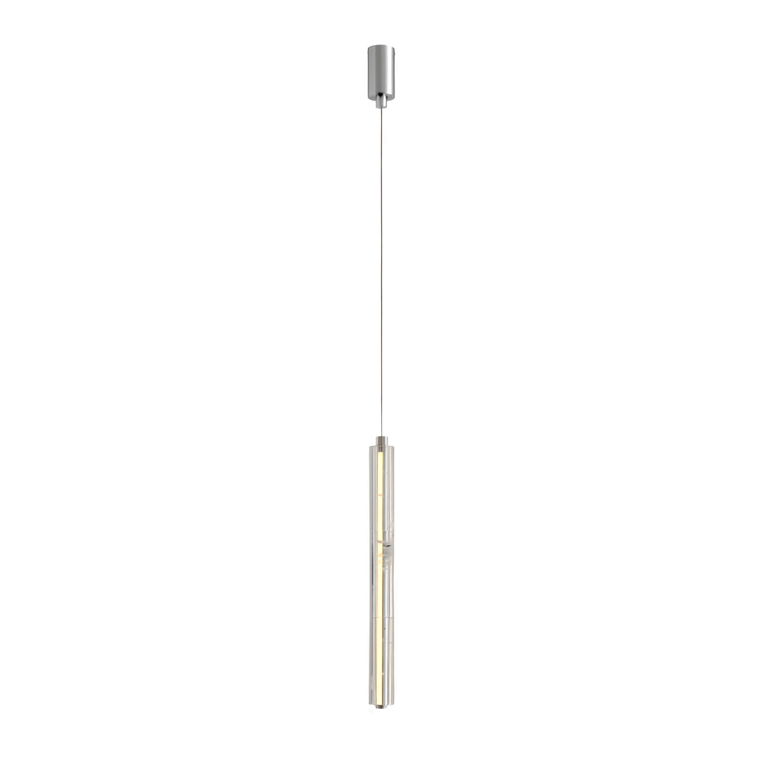 Minimalist Linear Crystal Pendant — Chrome Metal, 1-Light, 6.8W–10.2W Dual Mode, Adjustable Height