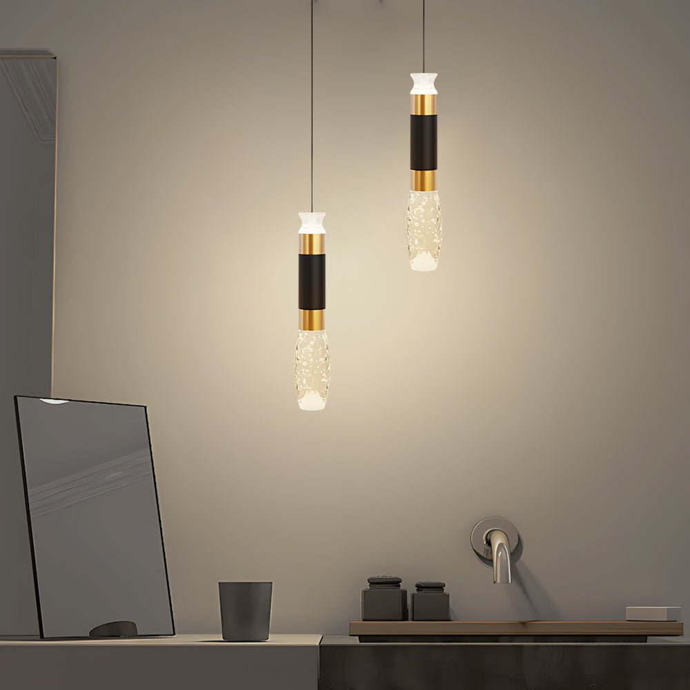 Cylindrical Mini Pendant Light — Black and Gold Aluminum, 10W LED, 3-Step Dimming (3000K/4500K/6000K)