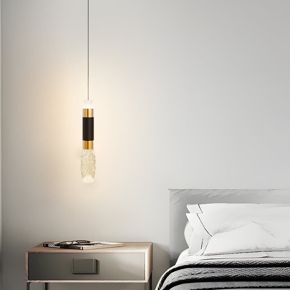 Cylindrical Mini Pendant Light — Black and Gold Aluminum, 10W LED, 3-Step Dimming (3000K/4500K/6000K)