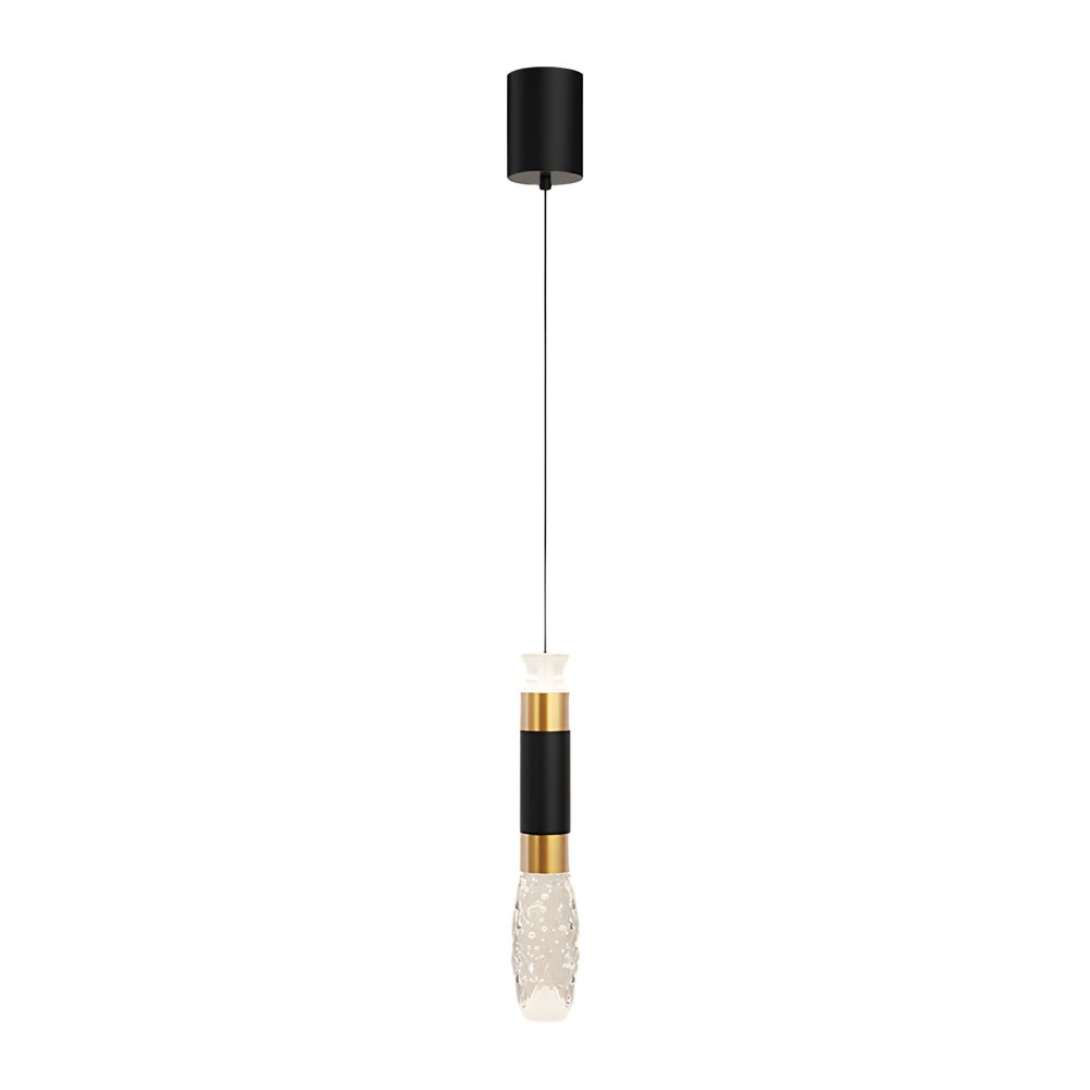 Cylindrical Mini Pendant Light — Black and Gold Aluminum, 10W LED, 3-Step Dimming (3000K/4500K/6000K)
