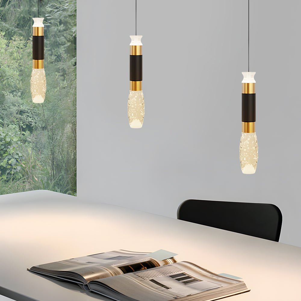 Cylindrical Mini Pendant Light — Black and Gold Aluminum, 10W LED, 3-Step Dimming (3000K/4500K/6000K)
