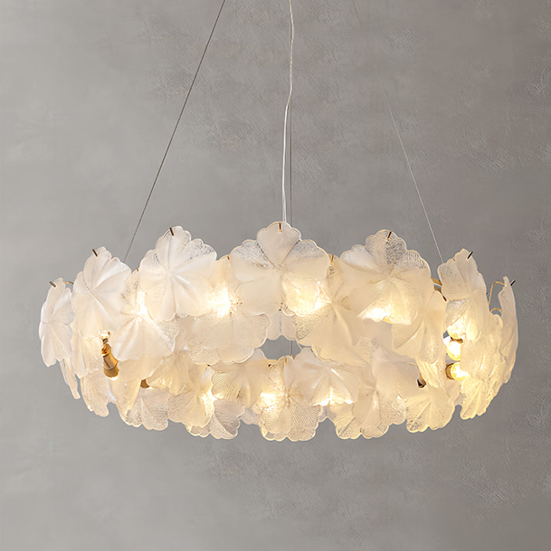 French Wreath Glass Garland Chandelier — K9 Crystal Clover Shades, 3-Step Dimming, 50cm / 60cm