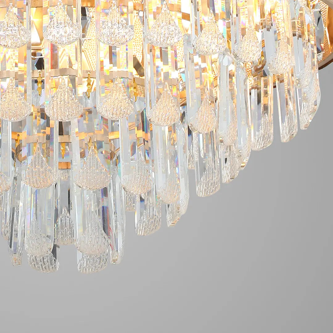 Luxury Gold Iron Ceiling Fans with Crystal Pendant Lights Luxe