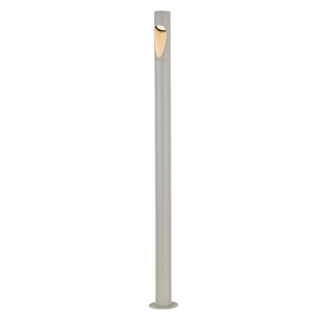 Minimalist Cylindrical LED Bollard Light — Aluminum & Clear Glass, 7W / 9W, IP65, DC24V Hardwired, Gray or Coffee Brown, 4 Heights