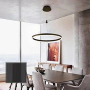 Corona Ring Pendant Chandelier — Aluminum & Acrylic, Dimmable LED, 12", 16", or 24", Remote Control, Matte Black