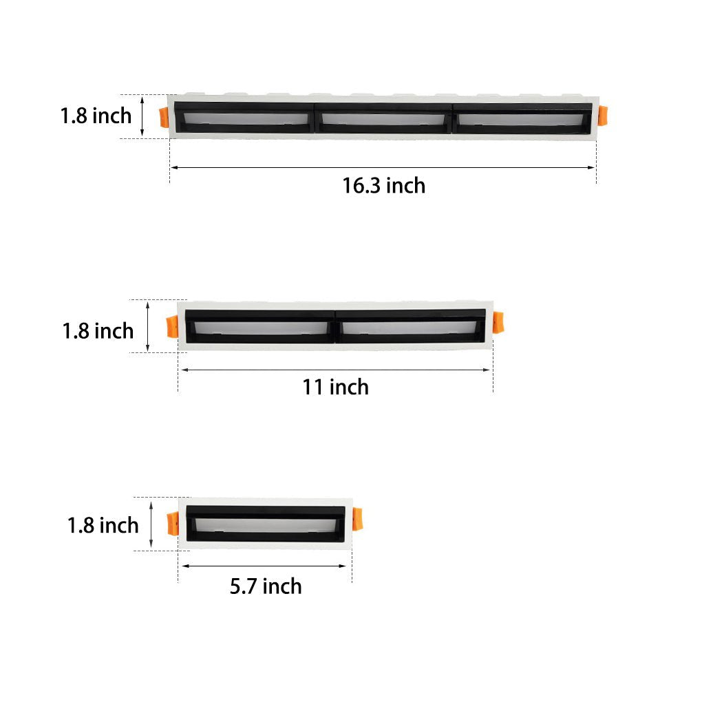 Anti-Glare Linear Recessed Spotlight — Aluminum, LED, 10W/20W/30W, 3000K/4000K/6000K, 5/10/15-Light