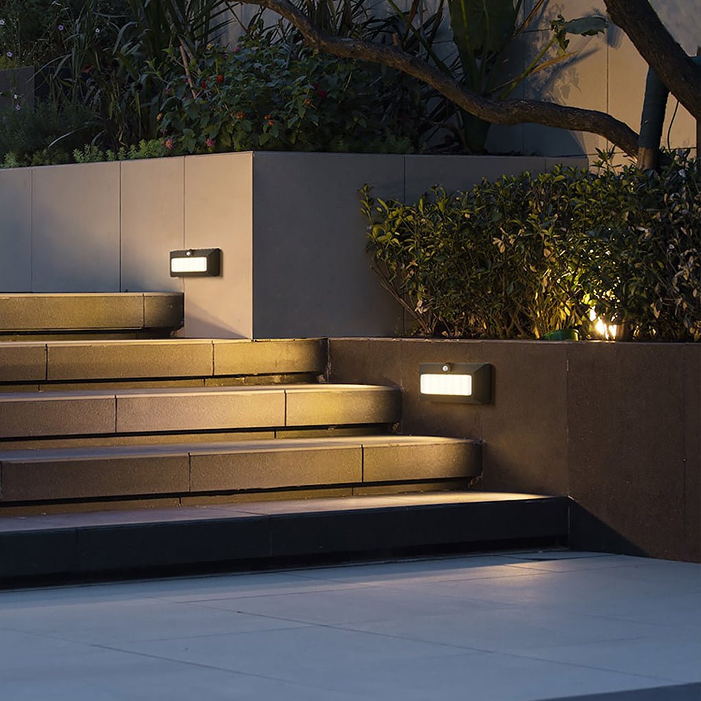 Embedded Motion Sensor LED Step Light — Aluminum & Glass, IP54, 110° Detection, Courtyard & Terrace