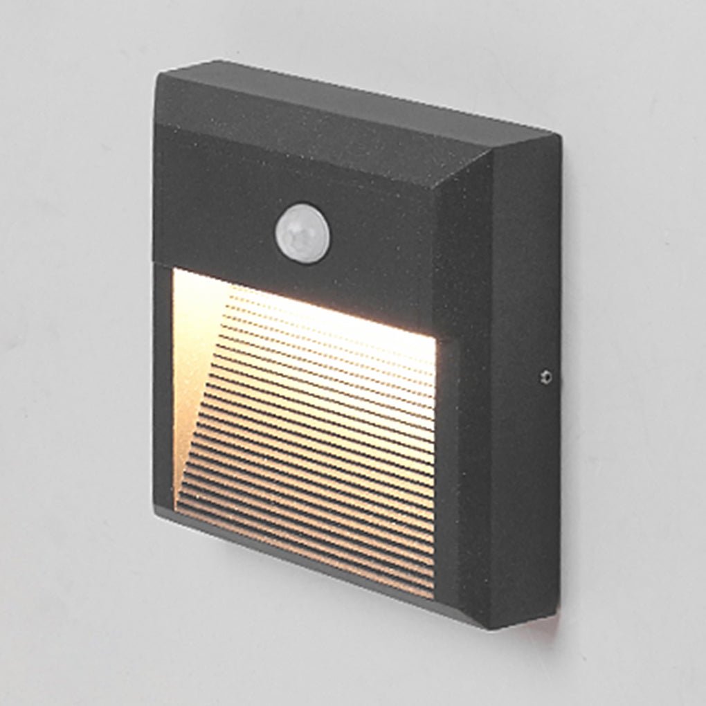 Embedded Motion Sensor LED Step Light — Aluminum & Glass, IP54, 110° Detection, Courtyard & Terrace