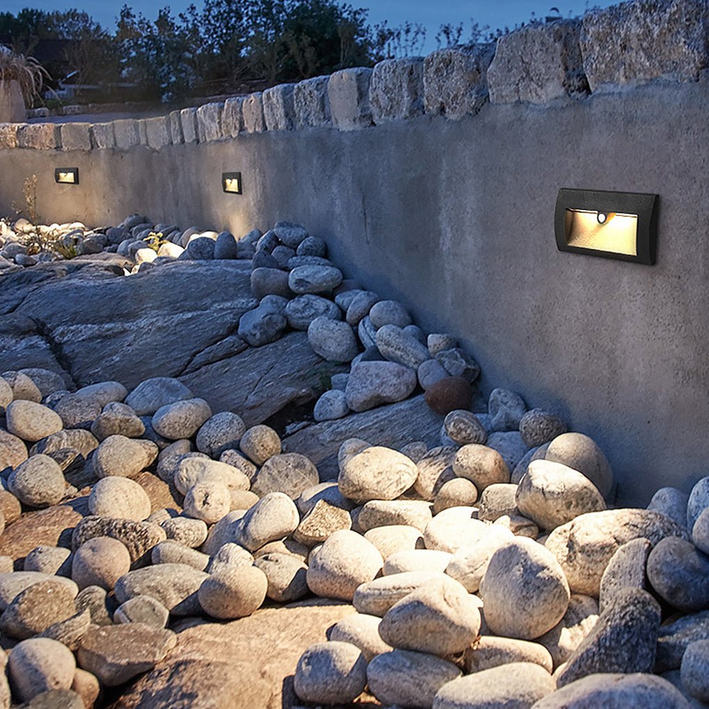 Embedded Motion Sensor LED Step Light — Aluminum & Glass, IP54, 110° Detection, Courtyard & Terrace