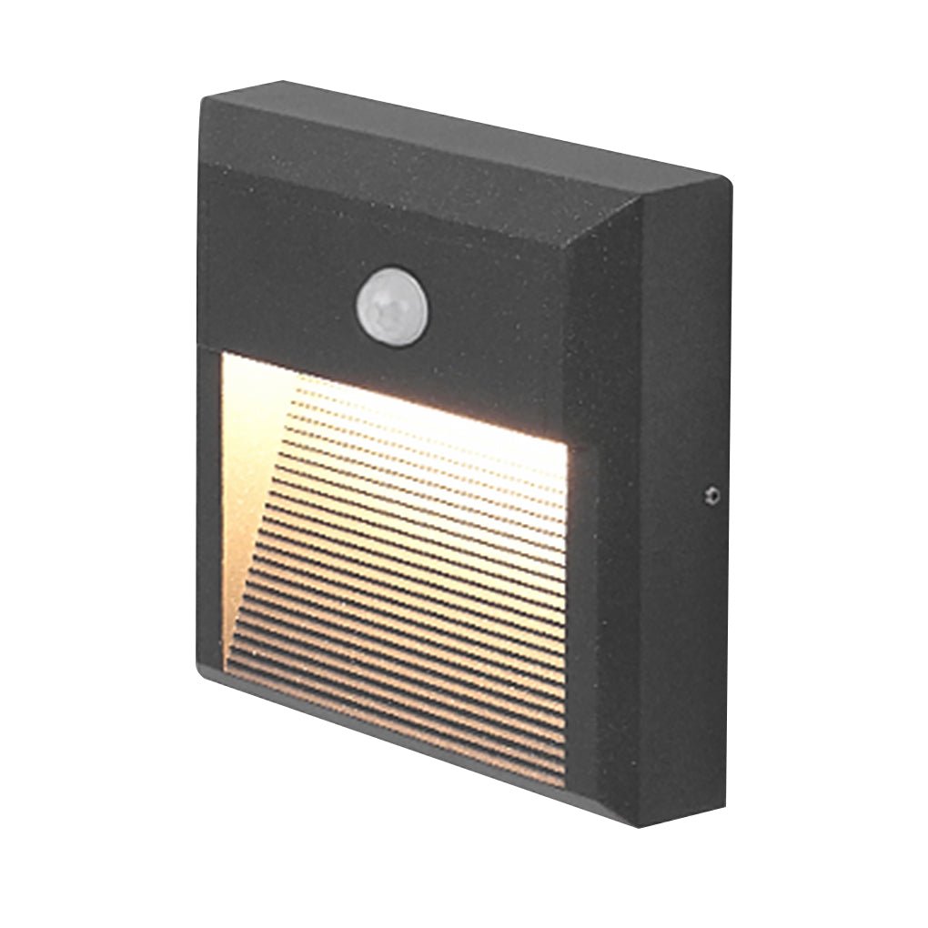 Embedded Motion Sensor LED Step Light — Aluminum & Glass, IP54, 110° Detection, Courtyard & Terrace