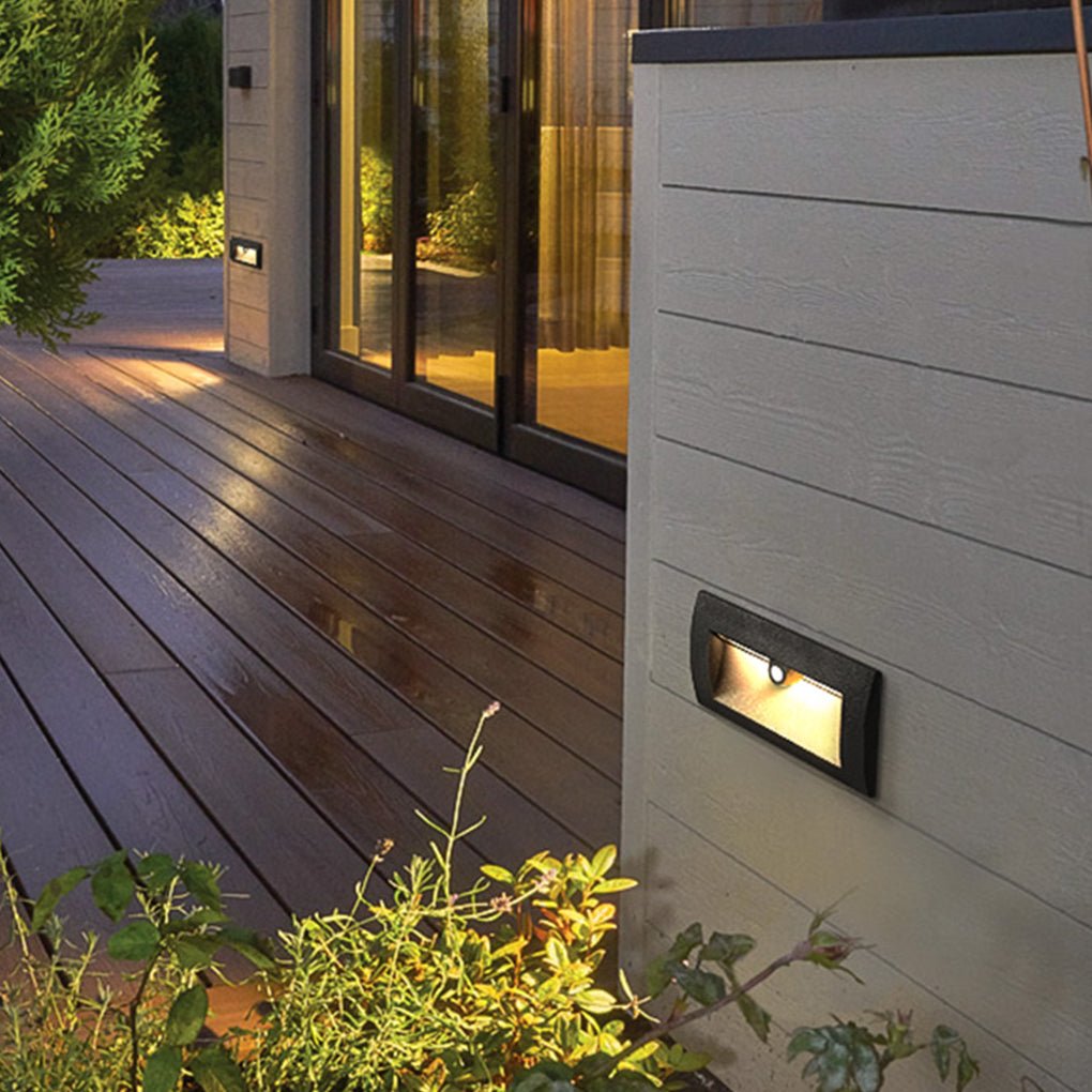 Embedded Motion Sensor LED Step Light — Aluminum & Glass, IP54, 110° Detection, Courtyard & Terrace