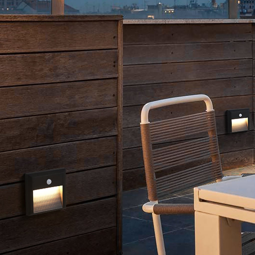 Embedded Motion Sensor LED Step Light — Aluminum & Glass, IP54, 110° Detection, Courtyard & Terrace