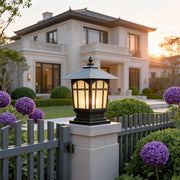 Classical Outdoor Pillar Light — Aluminum, Clear Glass, E27, IP65, 12W, 3000K Warm White