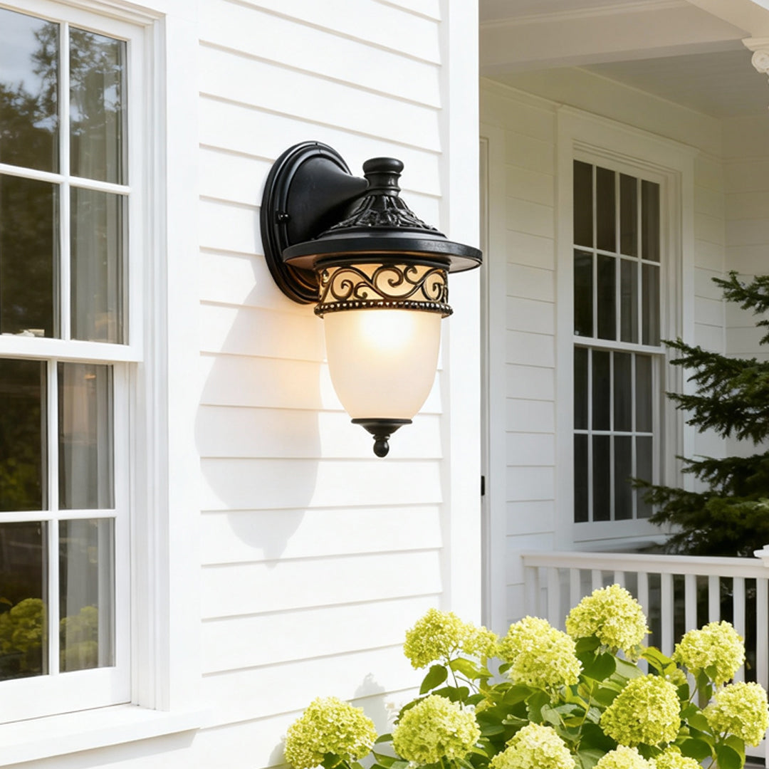 Vintage Outdoor Wall Sconce — Coffee Aluminum, Clear Glass, 12W E27, IP65 Weatherproof
