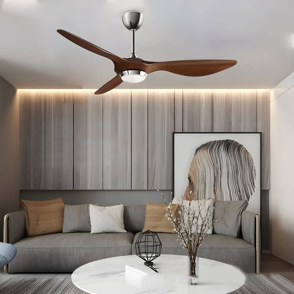 Envy 52” 3-Blade LED Ceiling Fan with Remote Control, 6 Speed Settings, and Integrated Lighting for Living Room Luxe