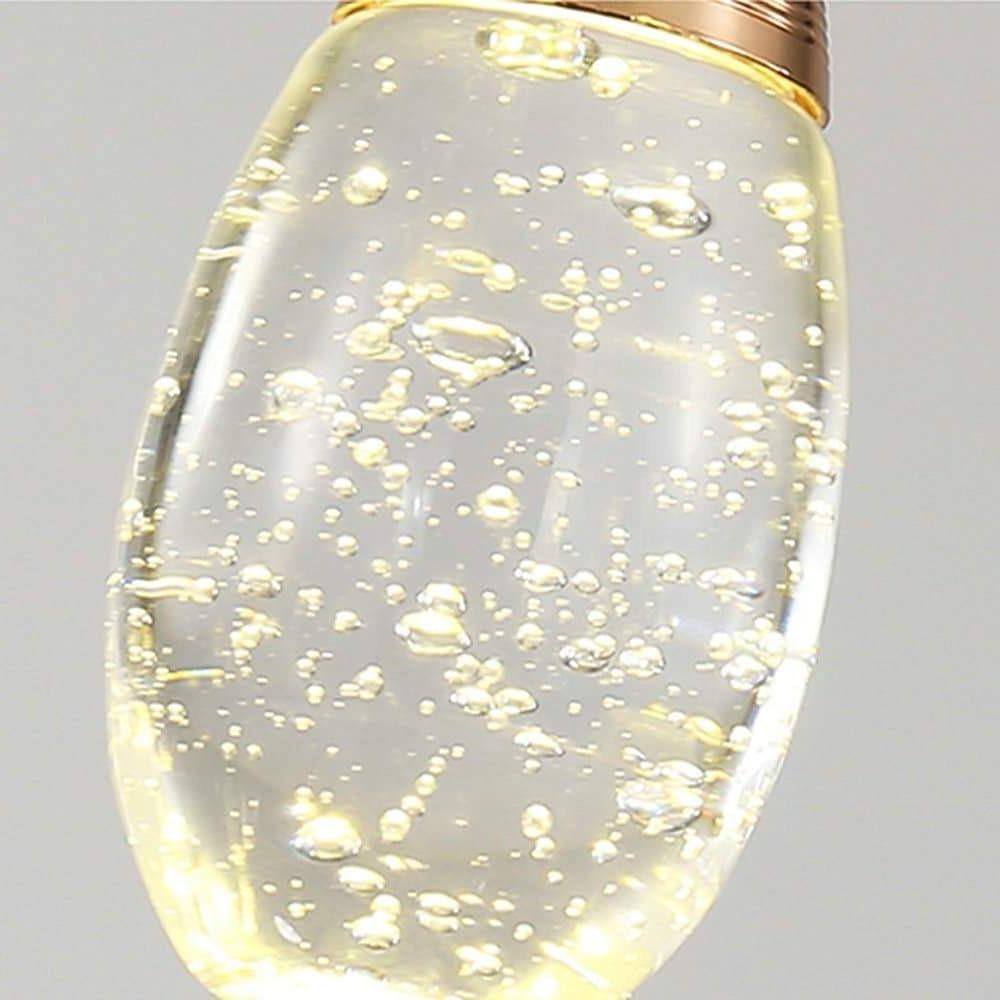 Drop-Shape Crystal & Electroplated Metal Multi-Light Pendant — Modern, 3-Light 11" or 6-Light 14", LED Integrated