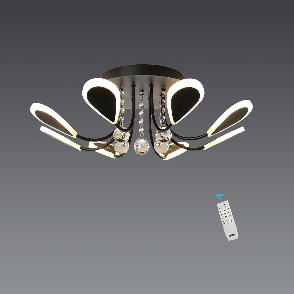 Contemporary 8-Light Crystal Flush Mount — Metal and Acrylic, Integrated LED, Dimmable, 3000K–6000K, 23"