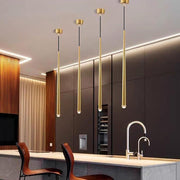 Elongated Cylinder Mini Pendant — Metal and Acrylic, LED 3000K, 1" Dia × 23", 59" Adjustable Cord