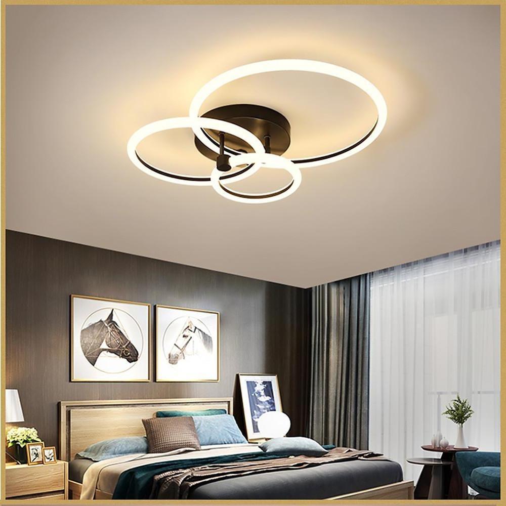 Circular Ring LED Flush-Mount Ceiling Light — Metal & Acrylic, Dimmable with Remote, 2-Light to 6-Light, 18"–30"