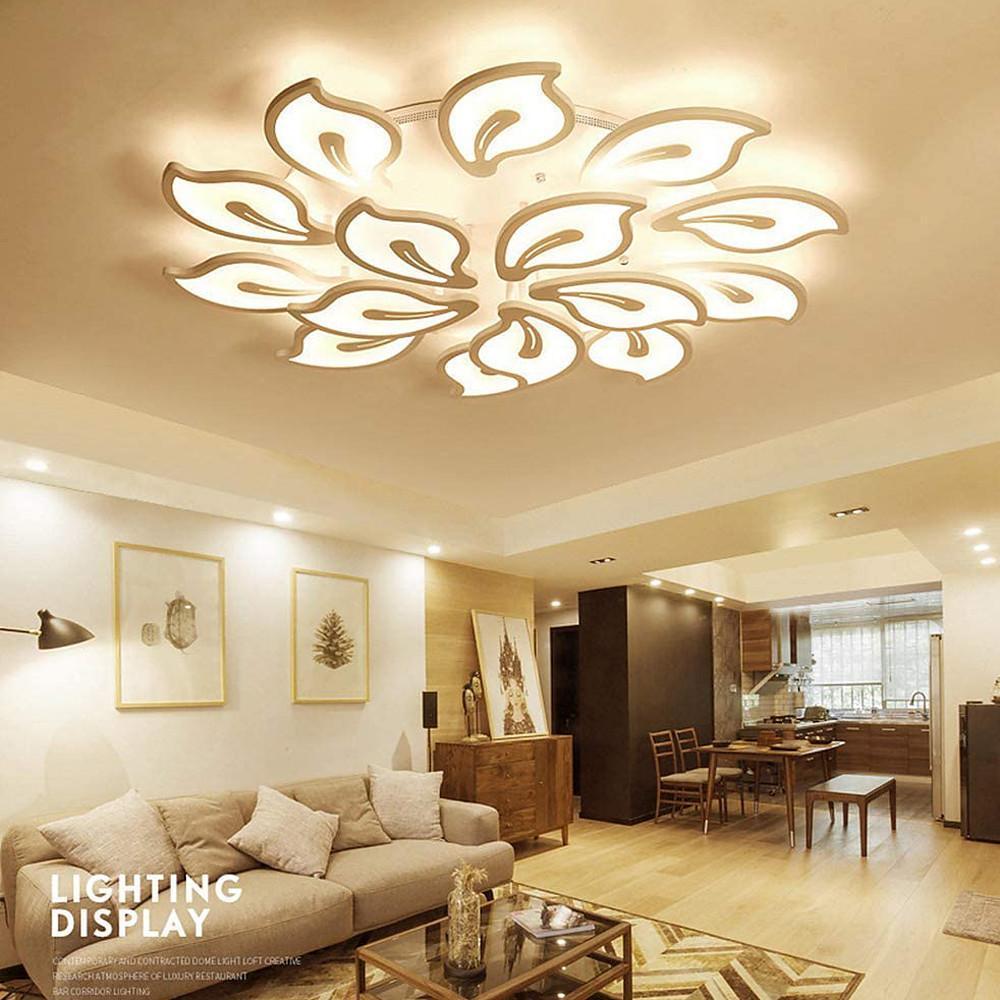 Geometric Flower LED Flush-Mount Ceiling Light — Metal and Acrylic, Dimmable, Remote Control, 5- to 15-Light
