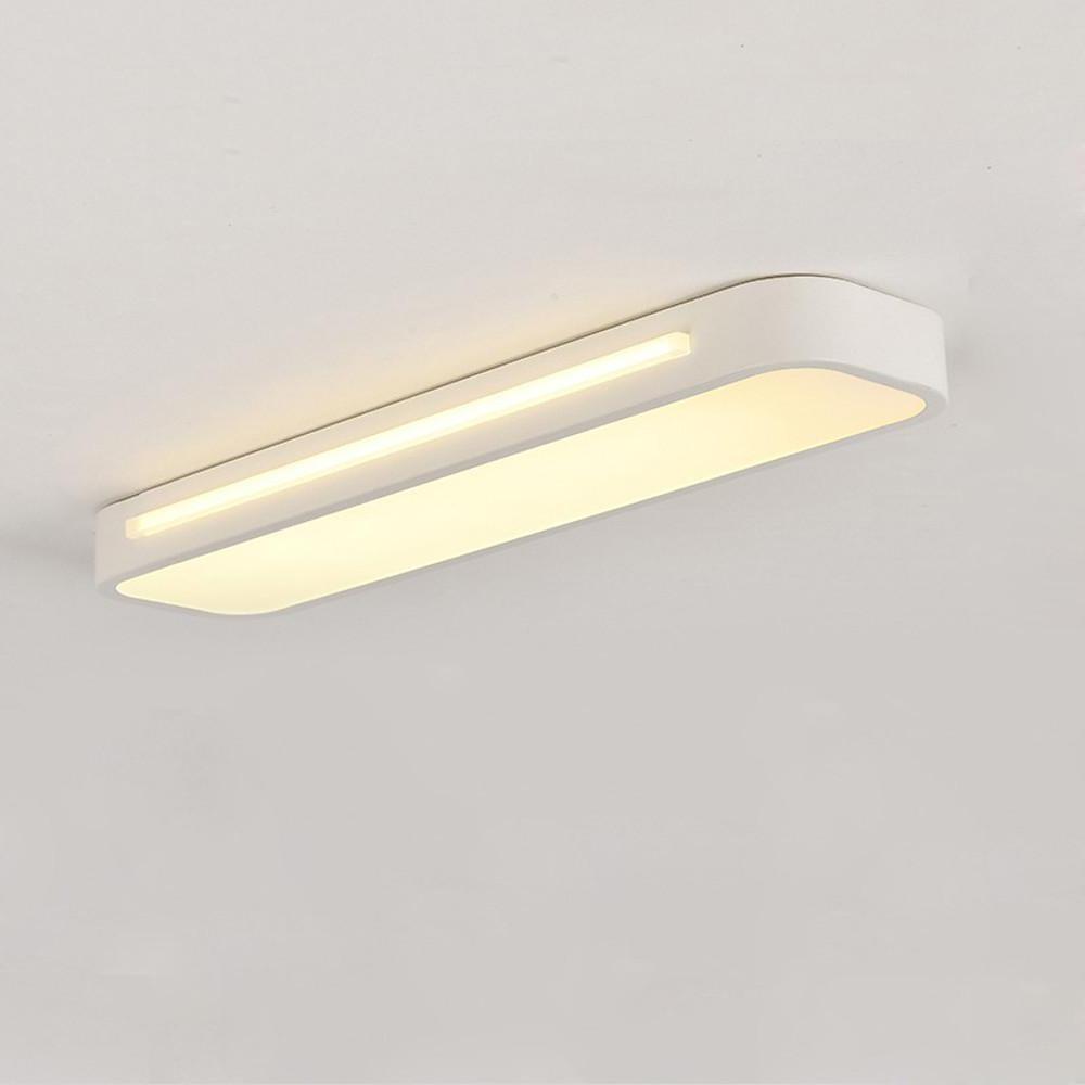 Minimalist Rectangular LED Flush-Mount Ceiling Light — Metal, Frosted Acrylic, 19" x 5", 3000K/6500K, 1-Light
