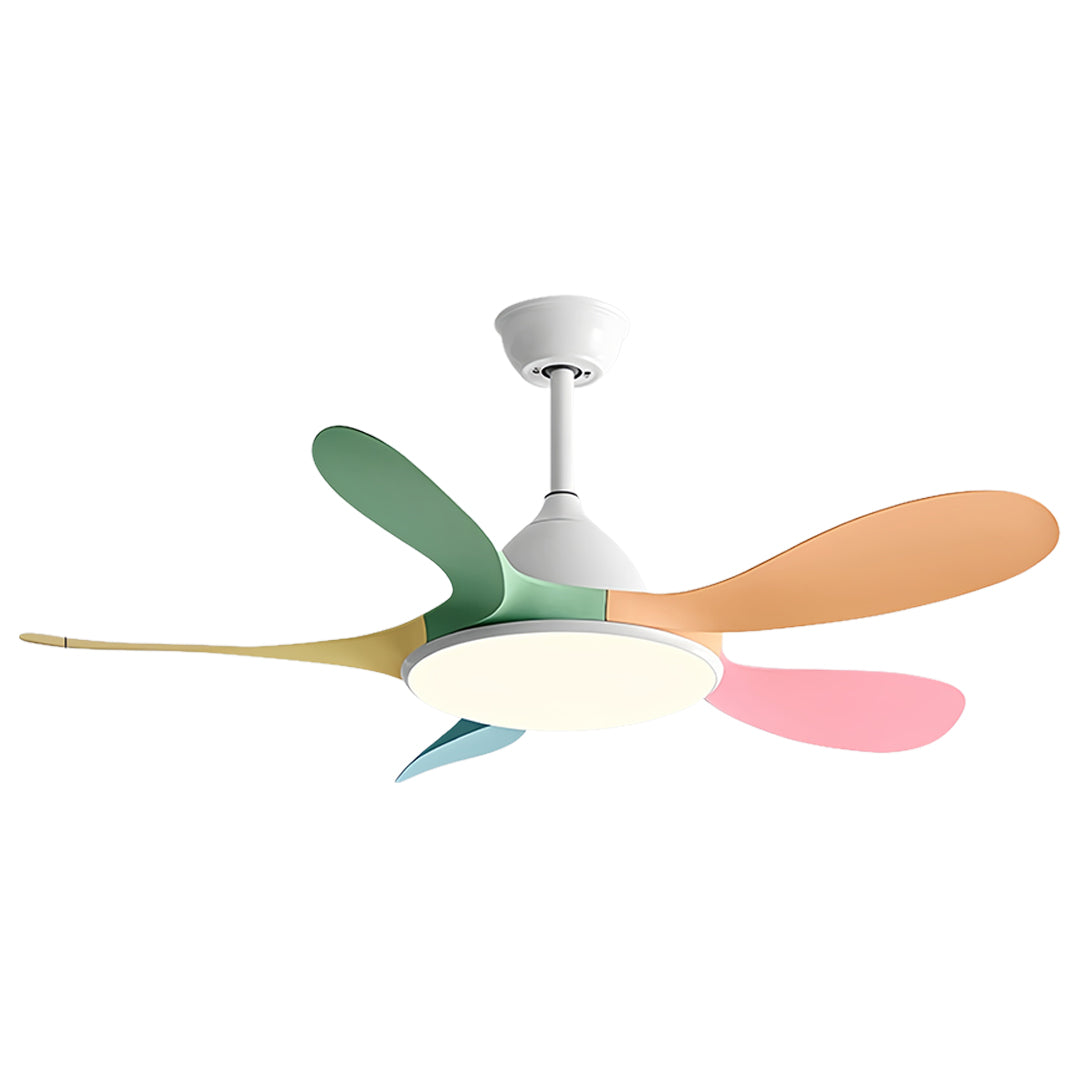 5-Blade Kids' Room Ceiling Fan with Light — Metal Body, ABS Blades, 46" or 56", 3-Color Dimming, Remote Control