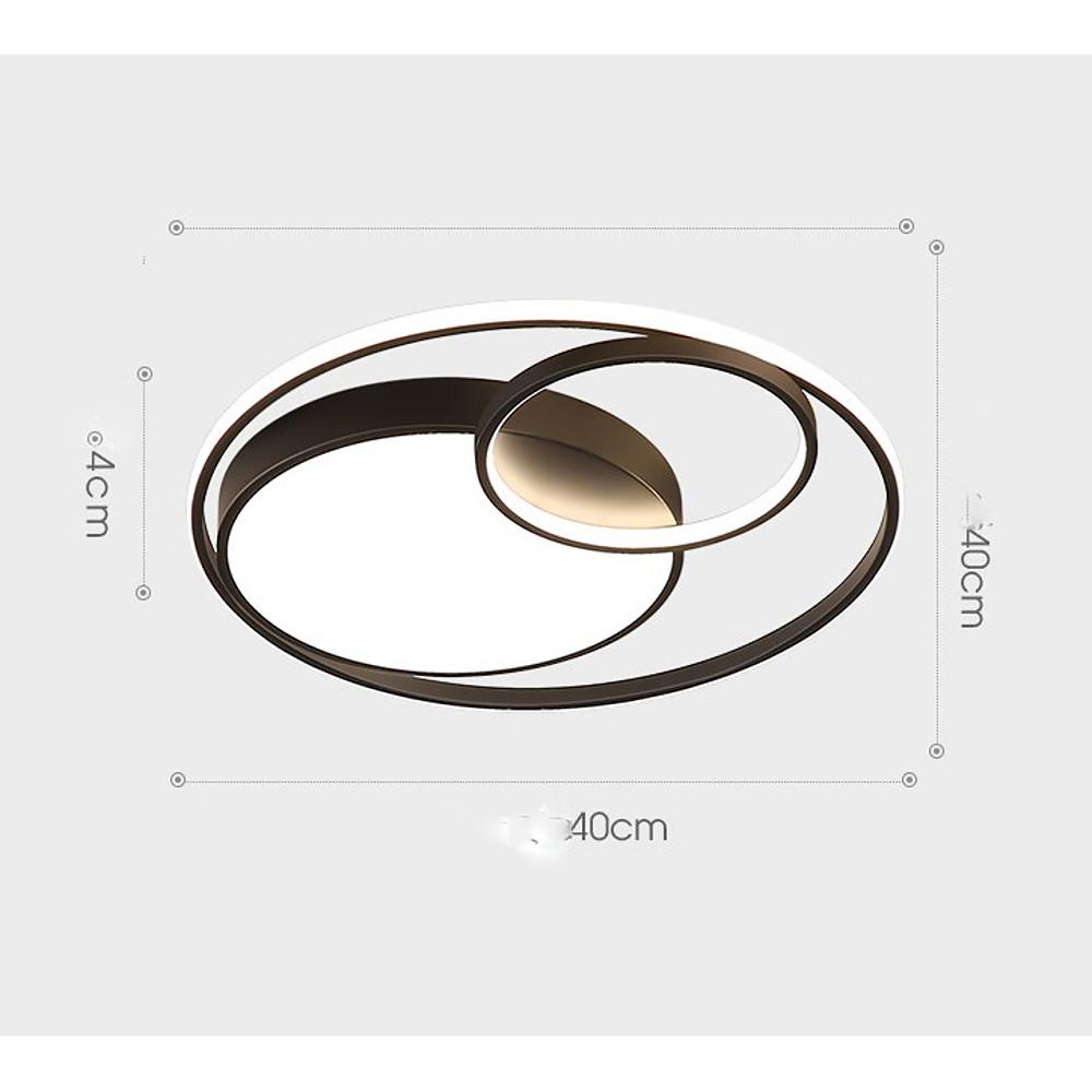 3-Circle LED Flush-Mount Ceiling Light — Black Metal, 16", Modern Bedroom