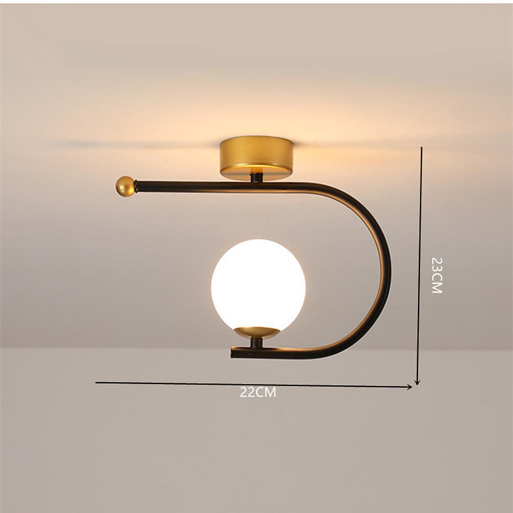 Curved Globe Flush-Mount Ceiling Light — Black & Gold Metal, 7W LED, 3-Step Dimming, 9" Diameter