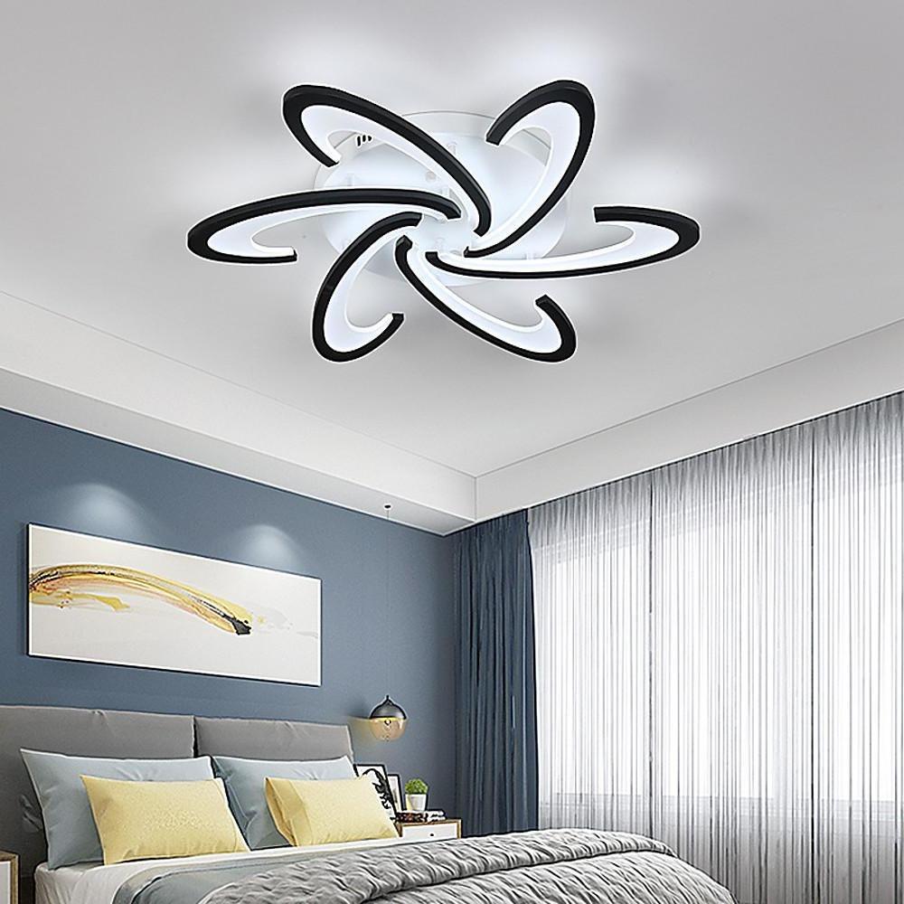 Geometric Flower LED Flush-Mount Ceiling Light — Acrylic & Aluminum, 3-Step Dimming, 3000K–7000K, 3-Light / 6-Light / 12-Light