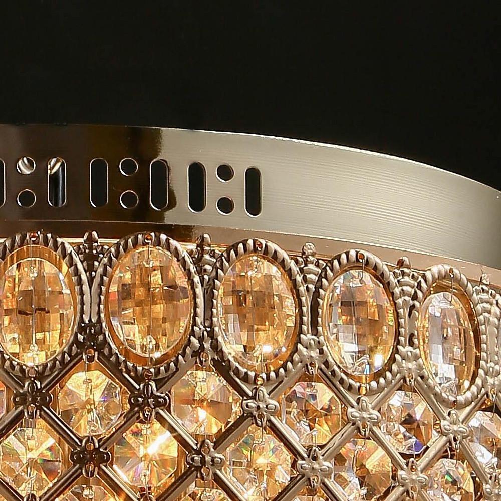 Drum Crystal Flush-Mount Chandelier — Metal and Crystal, 4-Light, E12/E14, 40W, 15" Diameter