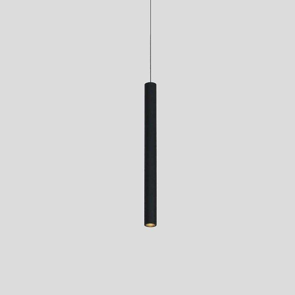 Slim Cylindrical Mini Pendant — Black Aluminum, Integrated LED Downlight, 5W, 1-Light