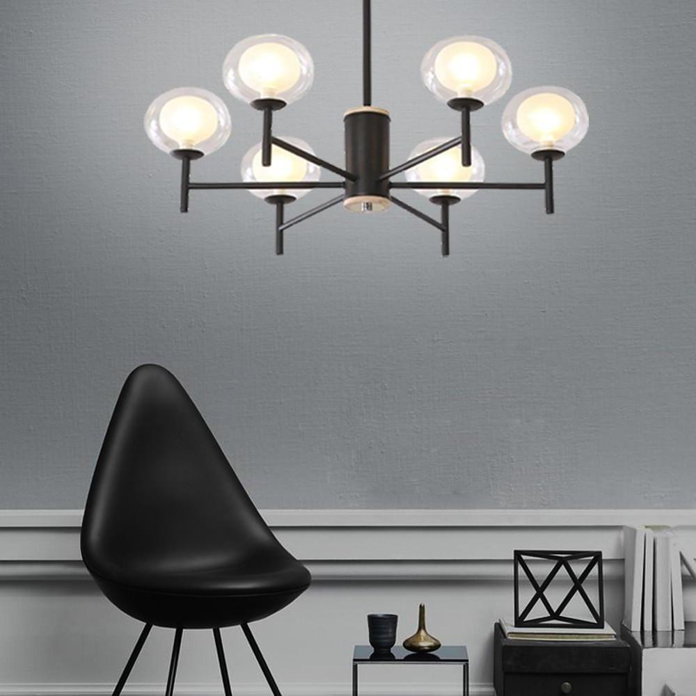 Sputnik Bubble Chandelier — Black or Gold Metal and Glass, 18-Light Industrial, 30" Diameter
