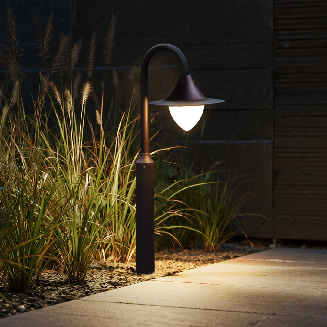 Lantern Garden Path Light — Die-Cast Aluminum, 8W CREE LED, 3000K, IP65, Hardwired, Brown