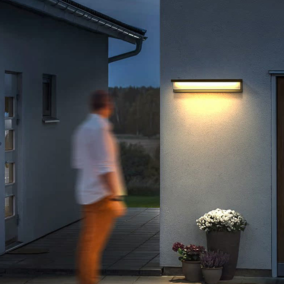Minimalist Outdoor Wall Sconce — Black Stainless Steel, 12W LED, IP65, Hardwired, Two Sizes
