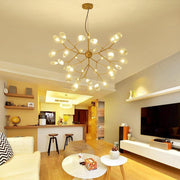 Sputnik Chandelier — Black and Gold Metal, 36-Light LED Cluster, 30" Diameter, 3000K / 6000K