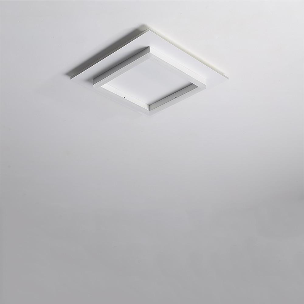 Square Modern LED Flush-Mount Ceiling Light, Set of 2 — Metal, Acrylic Shade, 36W, 16", Dual Color Temperature