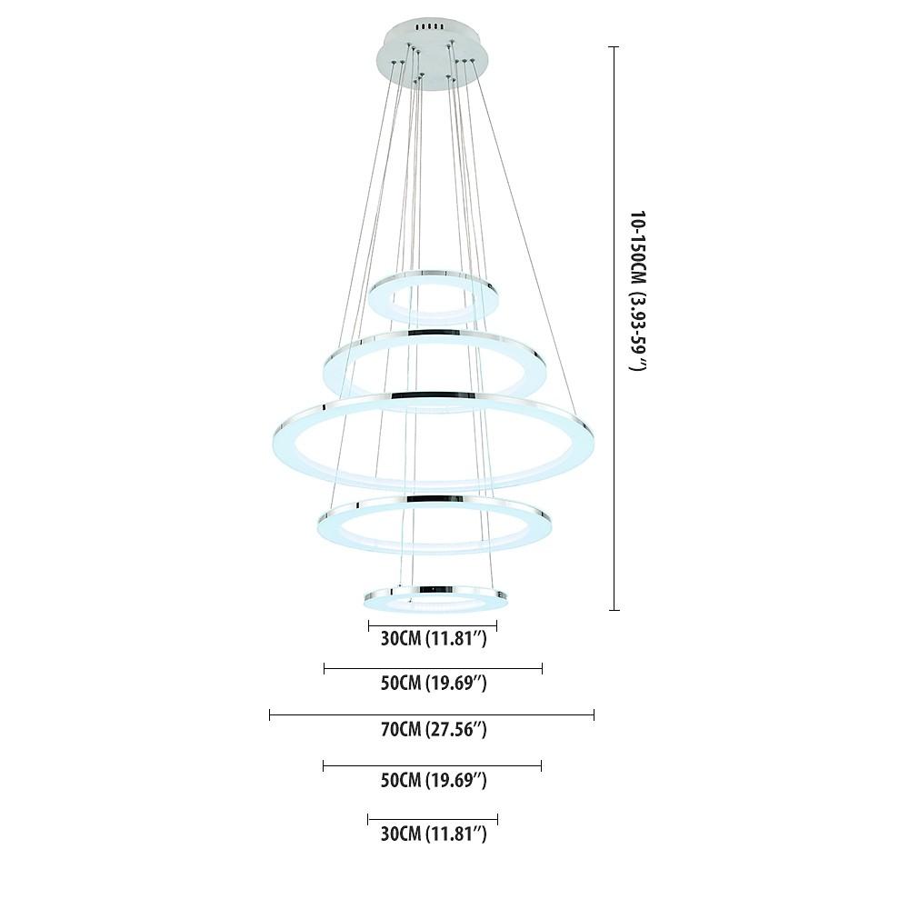 Mid-Century 5-Tiered Adjustable Chandelier — Acrylic and Metal, LED, 3000K / 4500K / 6000K, 28" Diameter