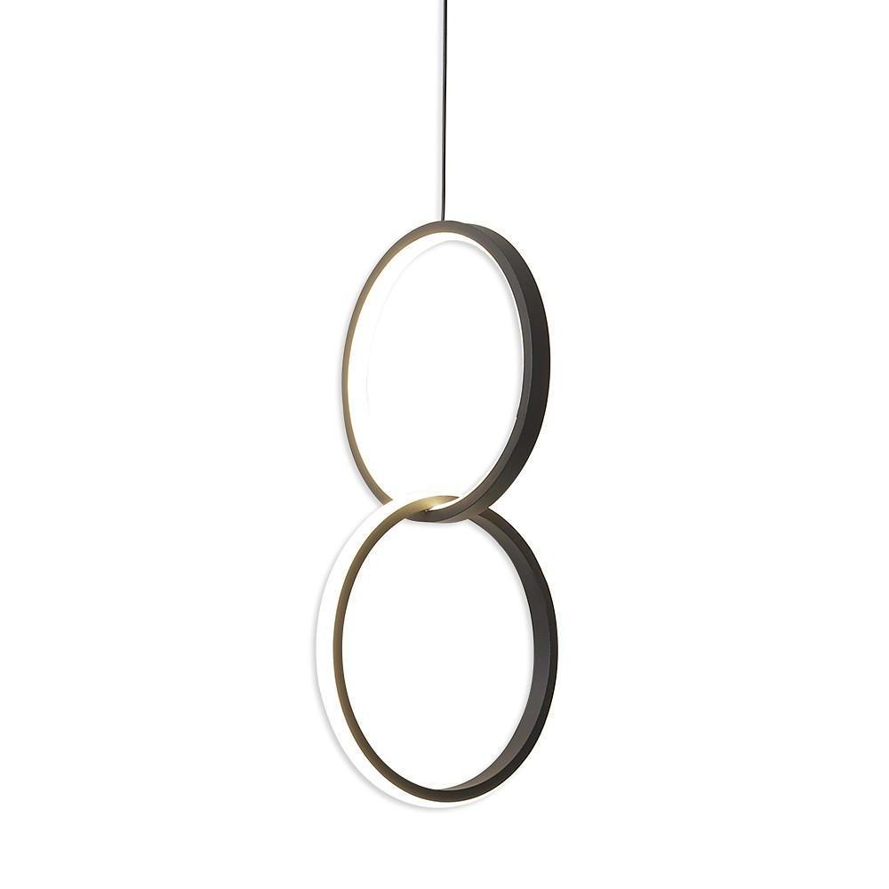 Interlocking Dual-Ring LED Pendant Light — Aluminum and Acrylic, Dimmable, Remote Control, 3000K–6000K, 59" Adjustable Cord