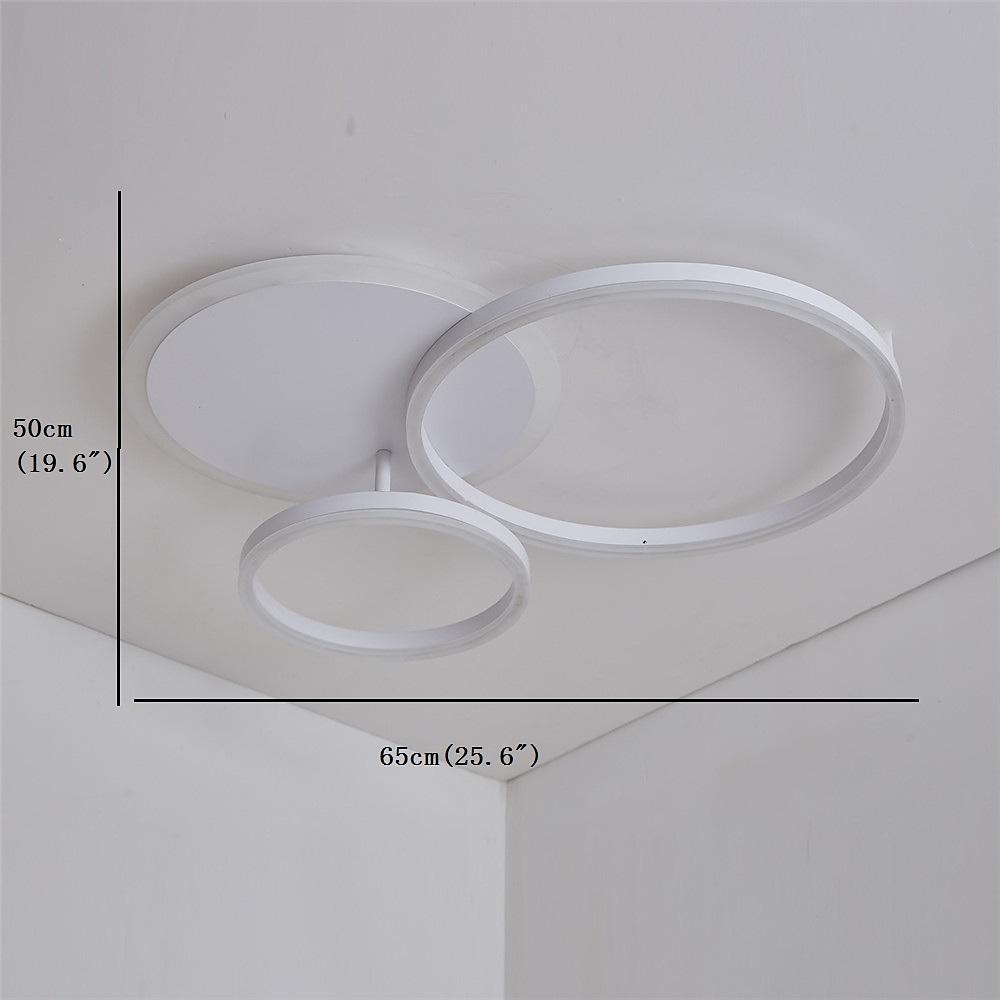 3-Ring Circle Flush-Mount Light — White Acrylic, 3-Light LED, 3-Color Dimmable, 26" × 20"