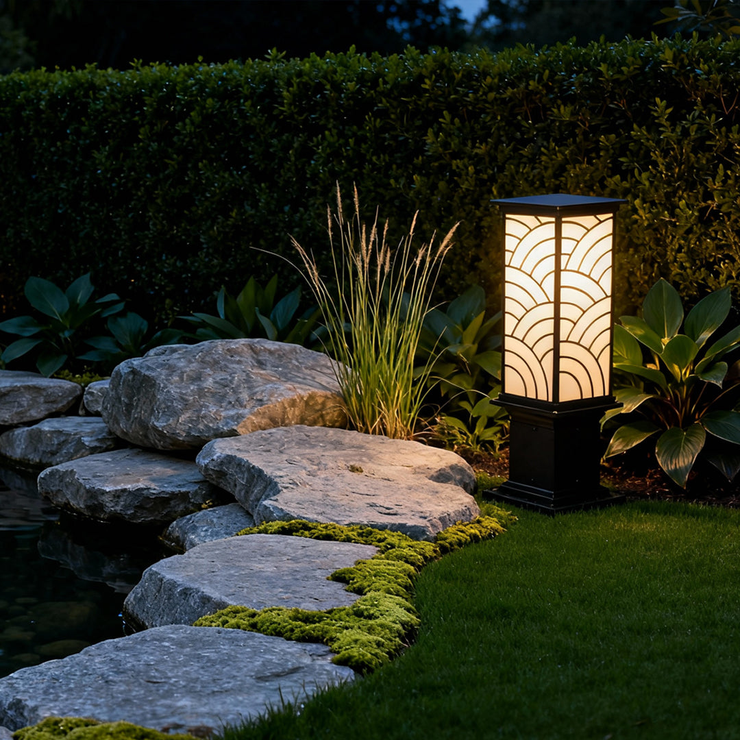 Outdoor Bollard Light — Die-Cast Aluminum, IP65, Solar or Hardwired, Three-Color Dimming, Adjustable Height