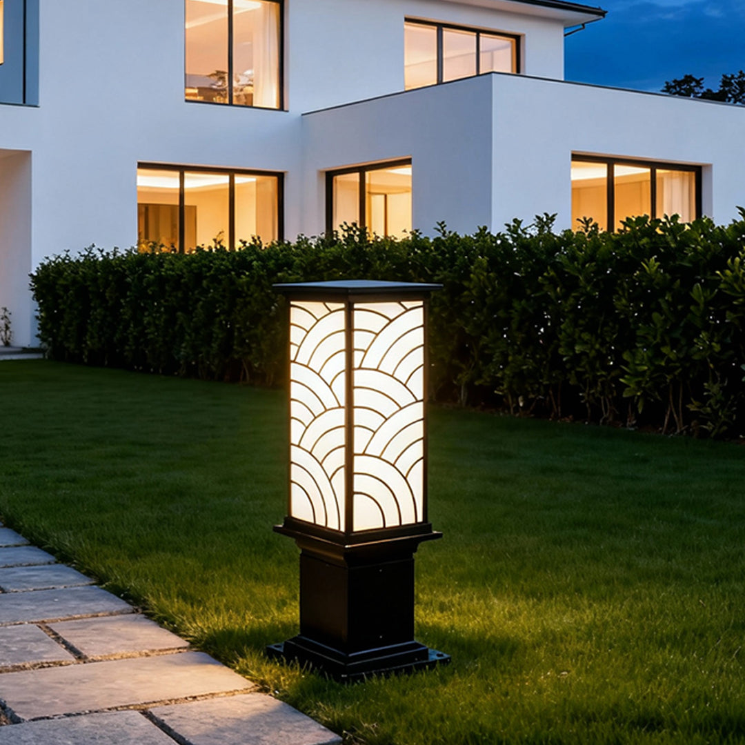 Outdoor Bollard Light — Die-Cast Aluminum, IP65, Solar or Hardwired, Three-Color Dimming, Adjustable Height