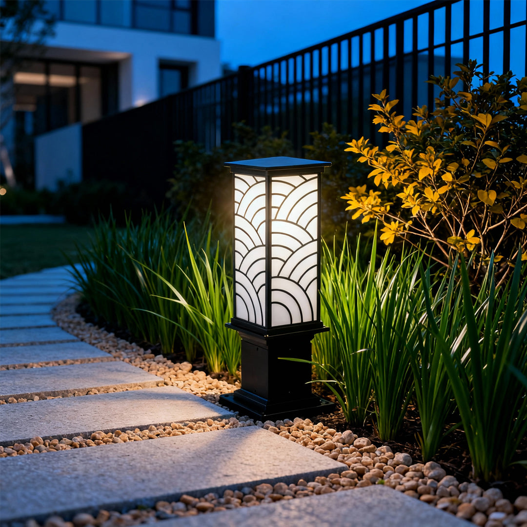 Outdoor Bollard Light — Die-Cast Aluminum, IP65, Solar or Hardwired, Three-Color Dimming, Adjustable Height