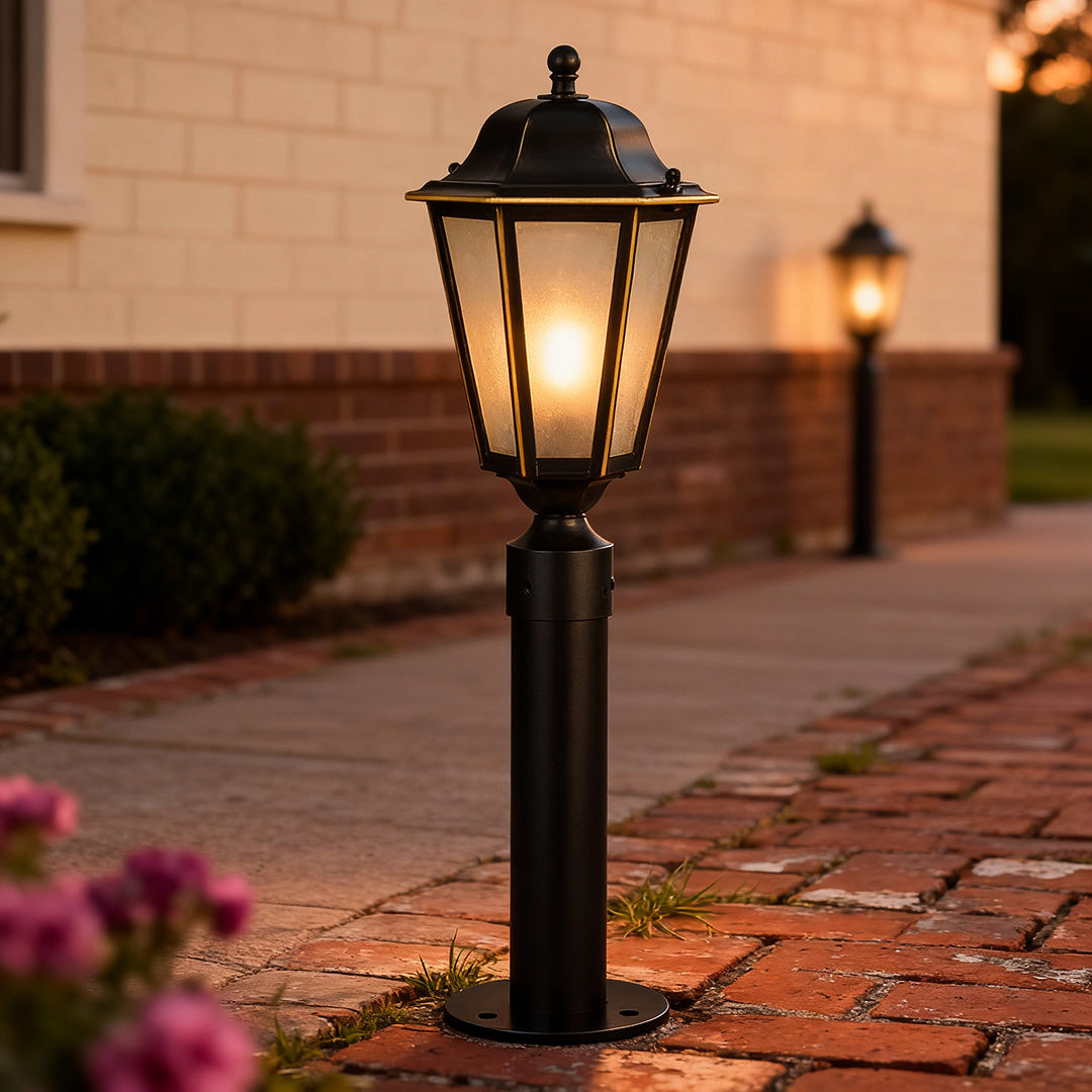Copper Glass Path Light — Hardwired, E27, IP55 Weatherproof, 23.6"