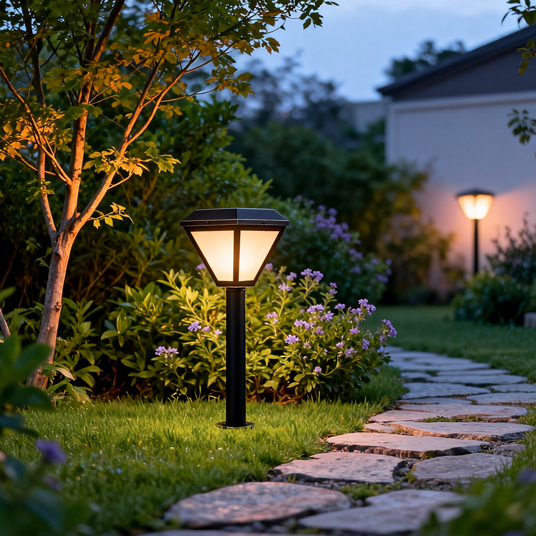 Solar Bollard Path Light — Full Copper and Glass, 1W LED Warm White, IP55, 1200mAh, 19.7"