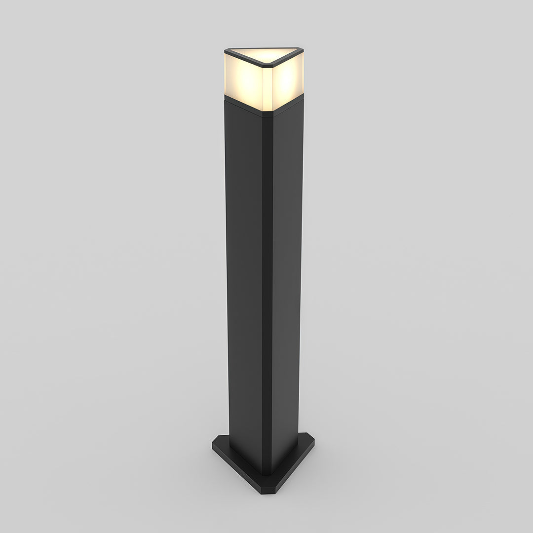 Modern Cylindrical Bollard Path Light — Black Aluminum, White Acrylic, 7W LED, IP54, 400/600/800mm