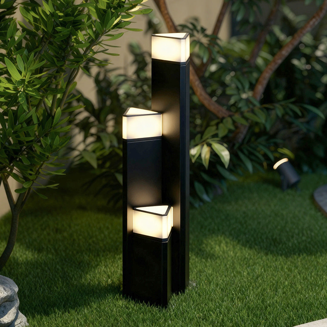 Modern Cylindrical Bollard Path Light — Black Aluminum, White Acrylic, 7W LED, IP54, 400/600/800mm