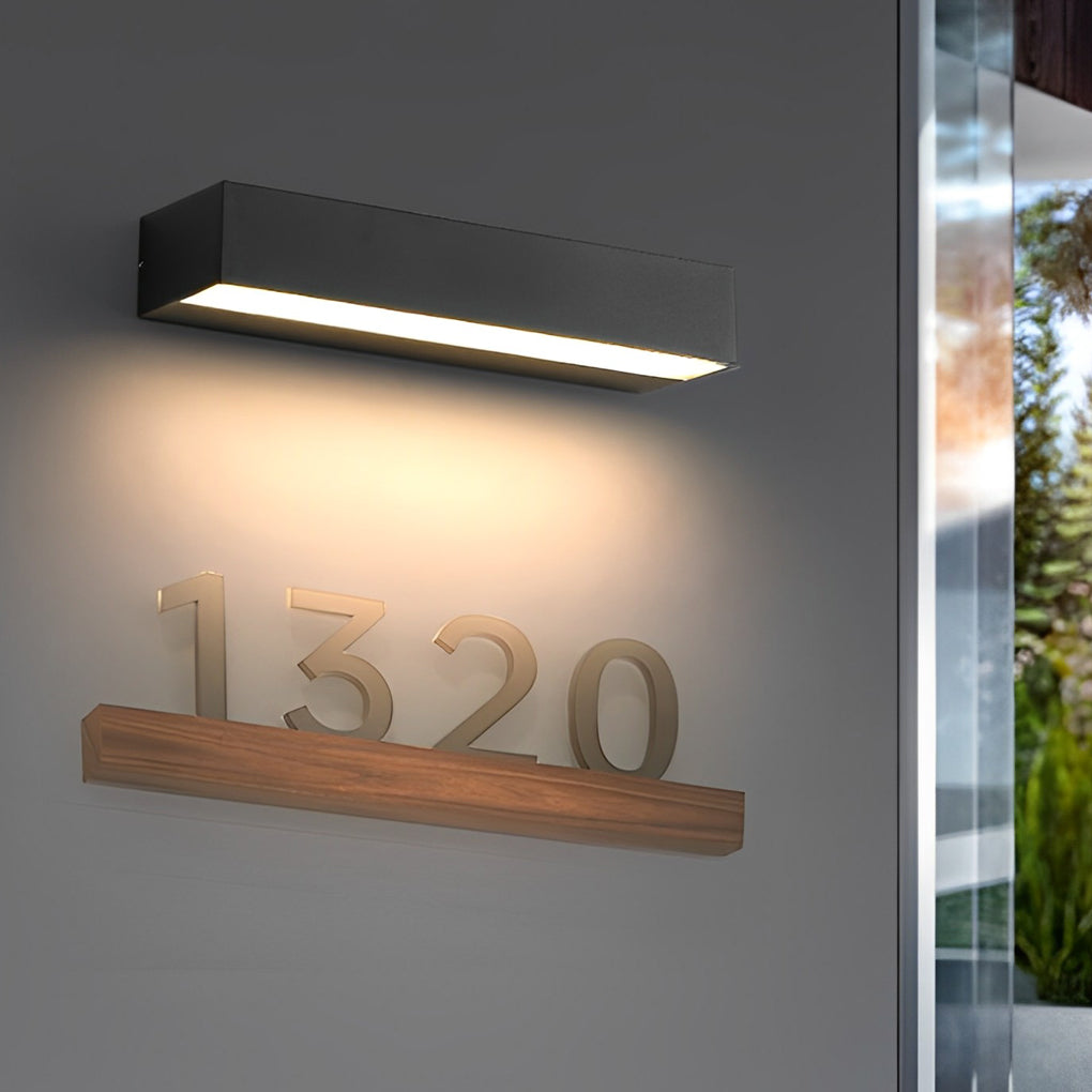 Modern Linear Door Number Wall Light — Die-Cast Aluminum, Acrylic Panel, LED, IP65, 3000K/6000K, 4 Sizes