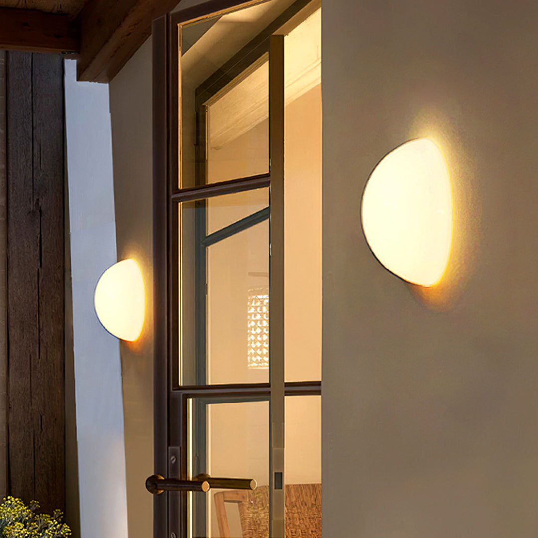 Semi-Spherical Outdoor Wall Sconce — White Metal, Frosted or Glossy Glass, 12W LED, IP65 Weatherproof