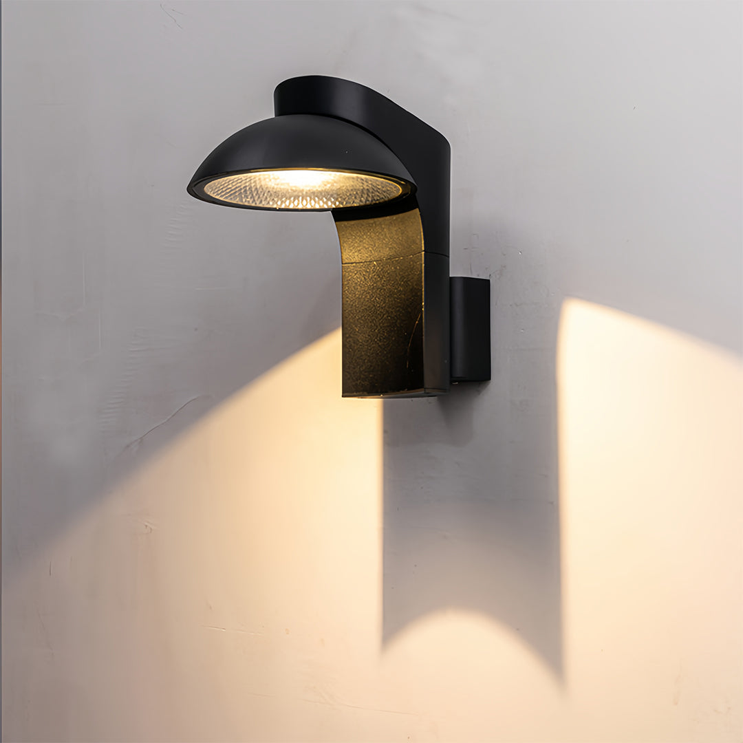 Minimalist Outdoor Wall Sconce, Set of 2 — Black Aluminum, Clear Glass, 12W LED, IP65 Weatherproof